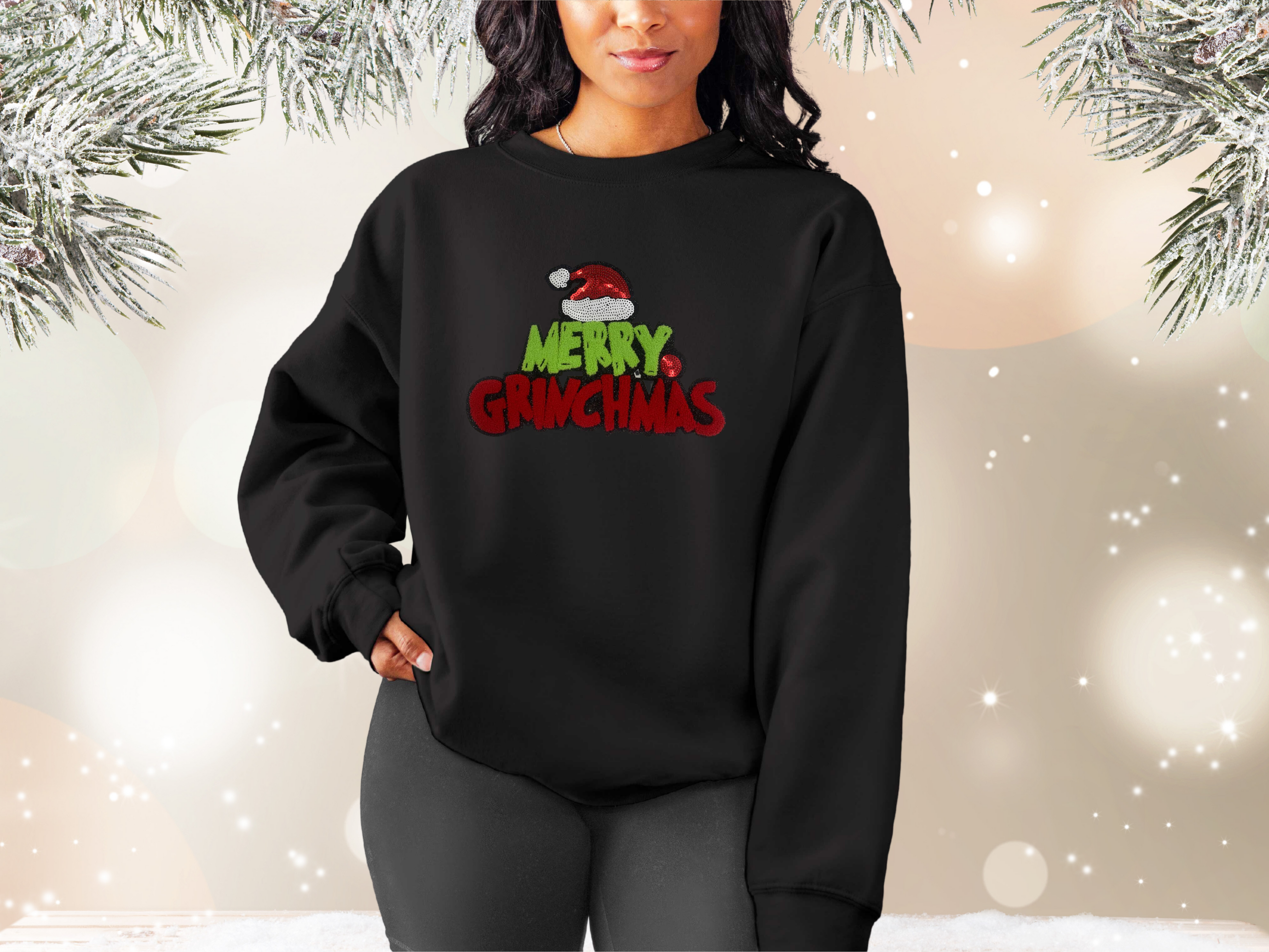 Merry Grinchmas Chenille Sequins