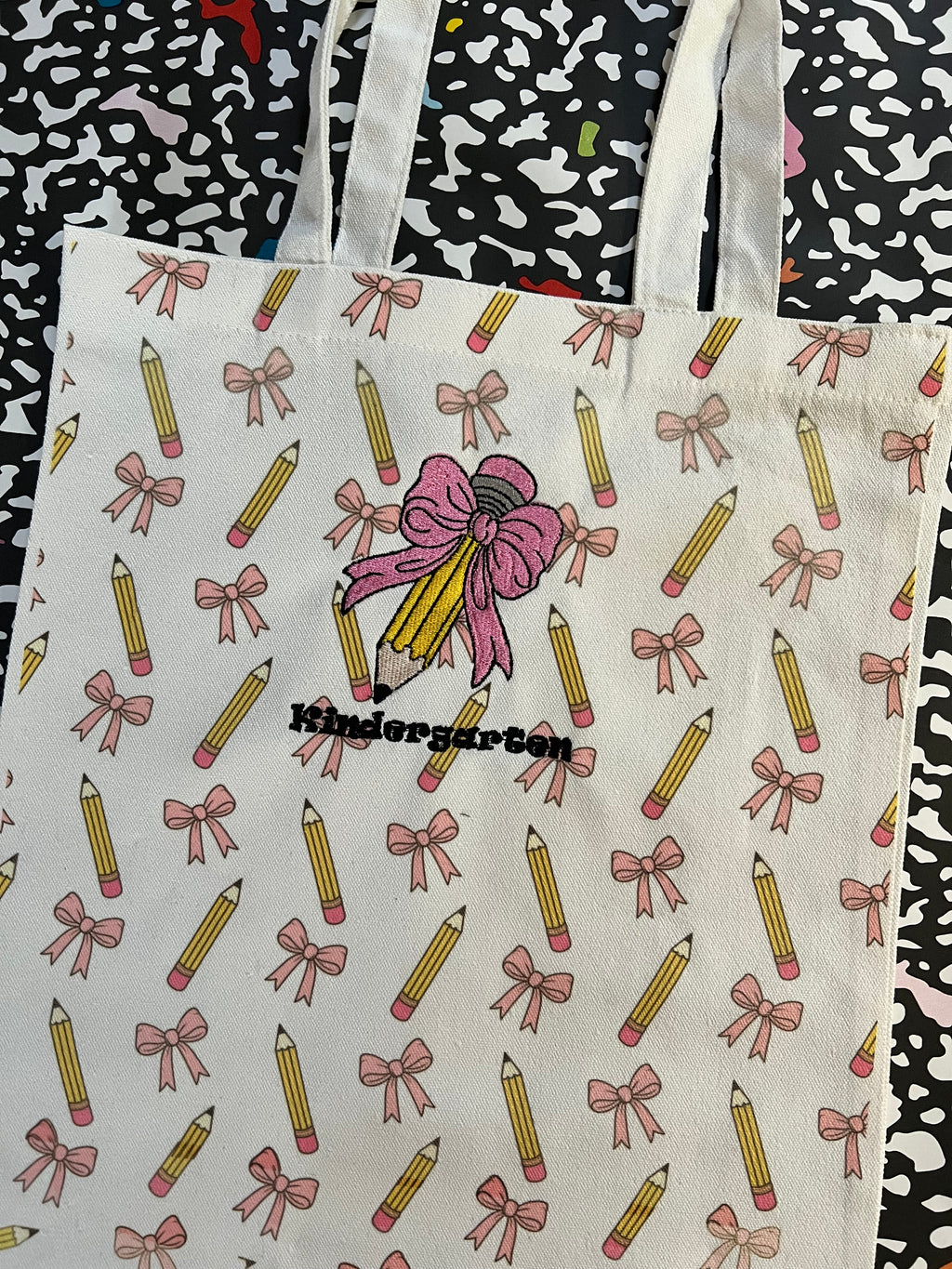 Pencil Bow Tote Bag